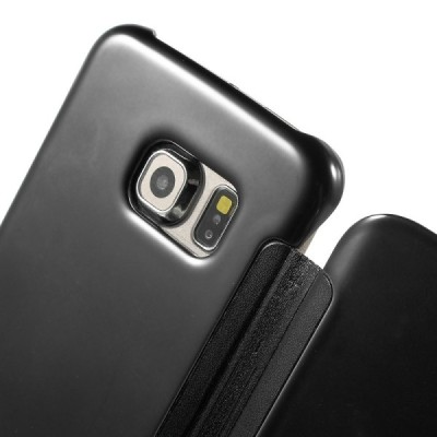 Samsung Galaxy S6 Edge (G925) открываемый чёрный пластиковый чехол-книжка | Vacins.lv