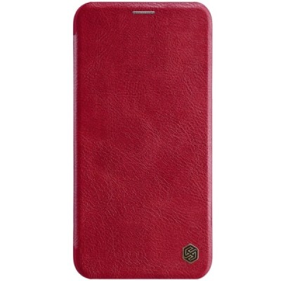 Роскошный красный кожаный чехол Nillkin Qin Series для Apple iPhone 11 | Vacins.lv