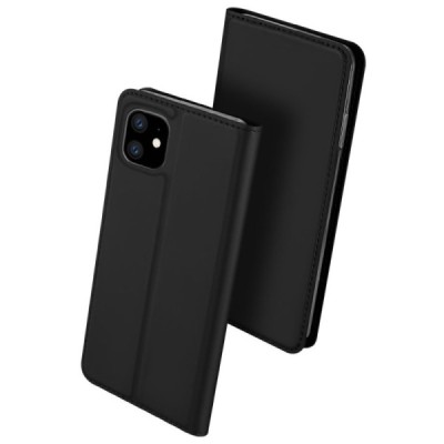 Apple iPhone 11 „Dux Ducis“ Skin sērijas melns ādas atvērams maciņš / Vacins.lv