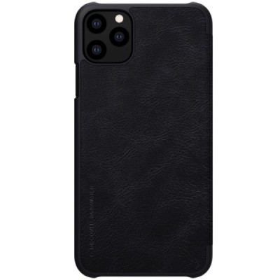 Роскошный чёрный кожаный чехол Nillkin Qin Series для Apple iPhone 11 Pro | Vacins.lv