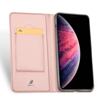 Apple iPhone 11 Pro Max „Dux Ducis“ Skin sērijas rozs ādas atvērams maciņš / Vacins.lv