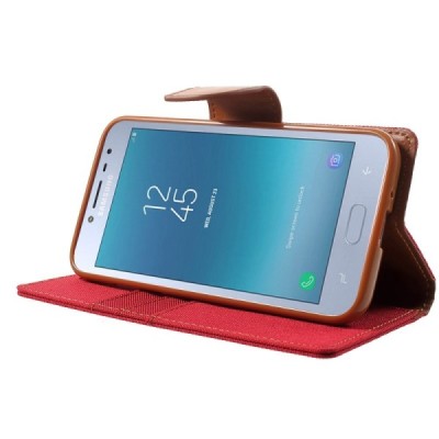 Mercury кожаный чехол-книжка Samsung Galaxy J2 Pro 2018 (J250F) красного цвета | Vacins.lv