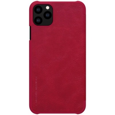Роскошный красный кожаный чехол Nillkin Qin Series для Apple iPhone 11 Pro Max | Vacins.lv