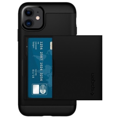 Apple iPhone 11 „Spigen“ Slim Armor CS melns silikons apvalks / vacins.lv