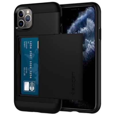„Spigen“ Slim Armor CS Apple iPhone 11 Pro Max чёрный твердый силиконовый чехол | Vacins.lv