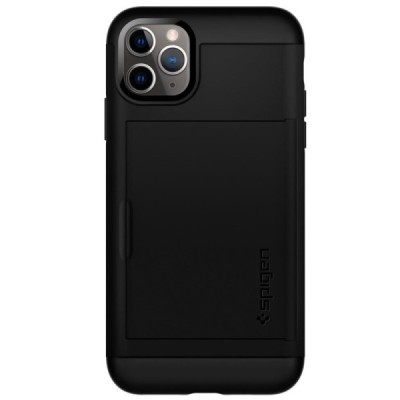 „Spigen“ Slim Armor CS Apple iPhone 11 Pro Max чёрный твердый силиконовый чехол | Vacins.lv