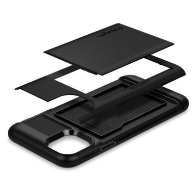 „Spigen“ Slim Armor CS Apple iPhone 11 Pro Max чёрный твердый силиконовый чехол | Vacins.lv