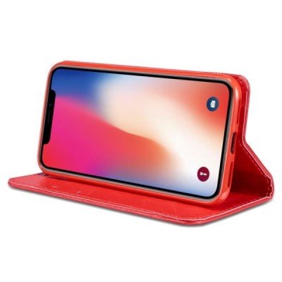 Apple iPhone 11 Pro Max Solīds sarkans ādas atvērams maciņš / Vacins.lv