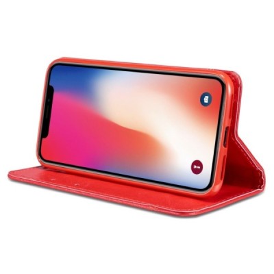 Твердый красный кожаный чехол-книжка для Apple iPhone 11 Pro | Vacins.lv