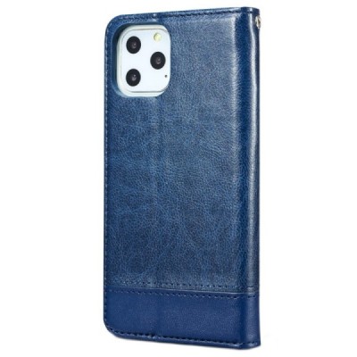 Твердый синий кожаный чехол-книжка для Apple iPhone 11 Pro | Vacins.lv