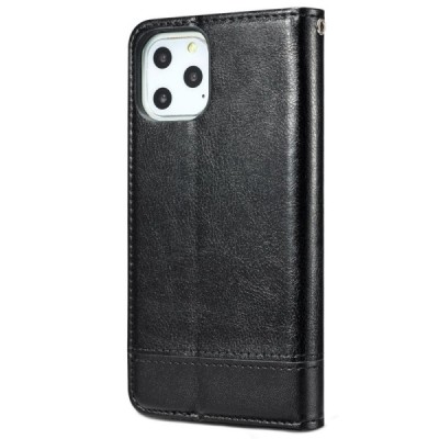 Твердый чёрный кожаный чехол-книжка для Apple iPhone 11 | Vacins.lv