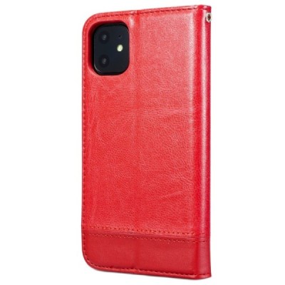 Apple iPhone 11 Solīds sarkans ādas atvērams maciņš / Vacins.lv