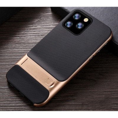 „Kickstand“ усиленная защита Apple iPhone 11 Pro Max, золотой твердый силикон (TPU) и пластиковый чехол | Vacins.lv