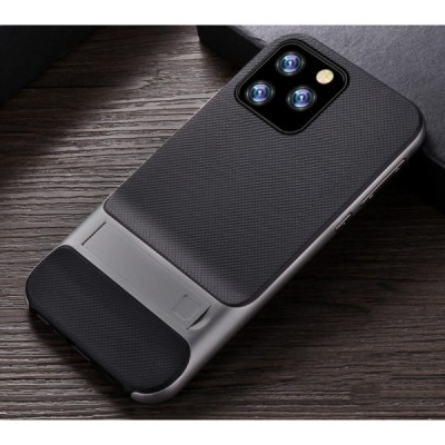 „Kickstand“ усиленная защита Apple iPhone 11 Pro, чёрный твердый силикон (TPU) и пластиковый чехол | Vacins.lv