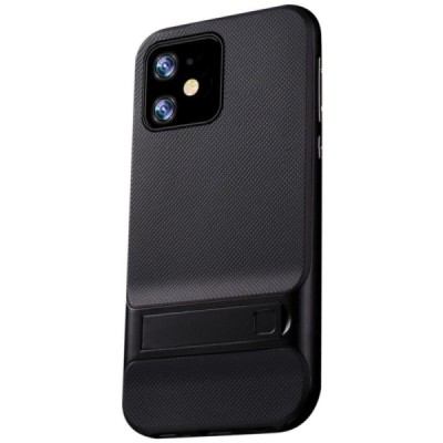 „Kickstand“ усиленная защита Apple iPhone 11, чёрный твердый силикон (TPU) и пластиковый чехол | Vacins.lv