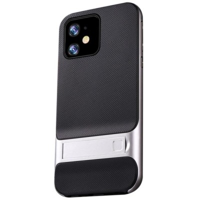 „Kickstand“ усиленная защита Apple iPhone 11, серебристый твердый силикон (TPU) и пластиковый чехол | Vacins.lv