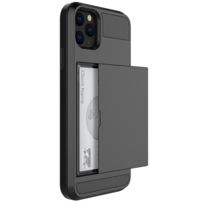 Apple iPhone 11 Pro „Sliding“ Card Holder melns silikons apvalks / vacins.lv