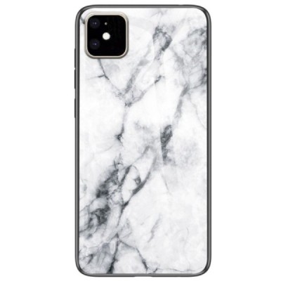 Apple iPhone 11 „Marble“ cieta silikona (TPU) balts apvalks / vacins.lv