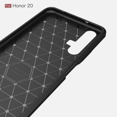 Huawei Honor 20 (Nova 5T) „Carbon“ твердый силиконовый чехол (TPU) - черный | Vacins.lv
