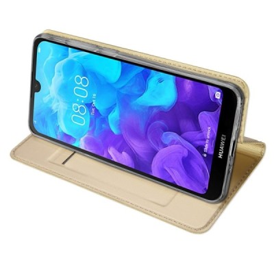 Huawei Y5 2019 (Honor 8S) „Dux Ducis“ Skin sērijas zelta ādas atvērams maciņš / Vacins.lv