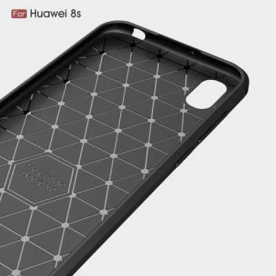 Huawei Y5 2019 (Honor 8S) „Carbon“ твердый силиконовый чехол (TPU) - черный | Vacins.lv