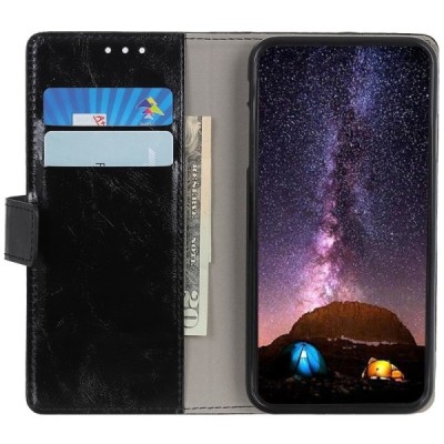 Sony Xperia 5 atvēramais ādas melns maciņš (maks) / Vacins.lv