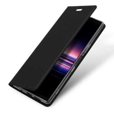 Xperia 5 „Dux Ducis“ Skin sērijas melns ādas atvērams maciņš / Vacins.lv