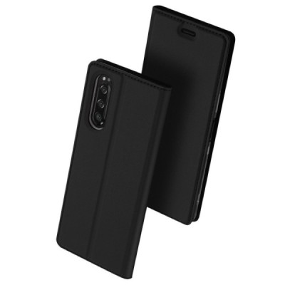 Xperia 5 „Dux Ducis“ Skin sērijas melns ādas atvērams maciņš / Vacins.lv