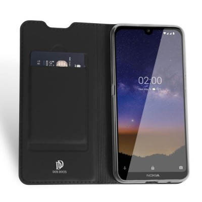 „Dux Ducis“ Skin серии Nokia 2.2 (2019) чёрный кожаный чехол-книжка | Vacins.lv