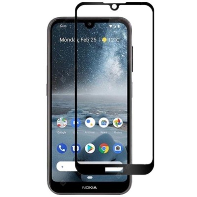 Nokia 2.2 (2019) „Rurihai“ 9H Tempered Glass усиленная защита, черное защитное стекло с полным покрытием 0.26 мм | Vacins.lv