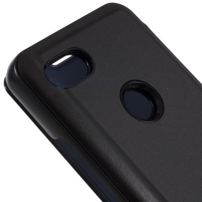 Google Pixel 3a plastmasas atvērams melns ādas maciņš / Vacins.lv