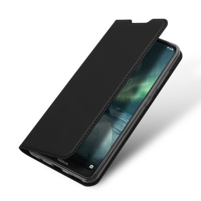 „Dux Ducis“ Skin серии Nokia 7.2 (Nokia 6.2) чёрный кожаный чехол-книжка | Vacins.lv