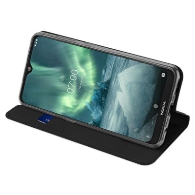 „Dux Ducis“ Skin серии Nokia 7.2 (Nokia 6.2) чёрный кожаный чехол-книжка | Vacins.lv