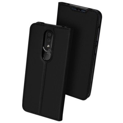Nokia 4.2 (2019) „Dux Ducis“ Skin sērijas melns ādas atvērams maciņš / Vacins.lv