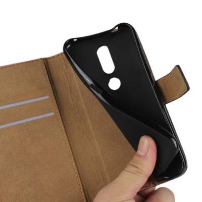 Nokia 4.2 (2019) „Casual“ atvēramais ādas melns maciņš (maks) / Vacins.lv