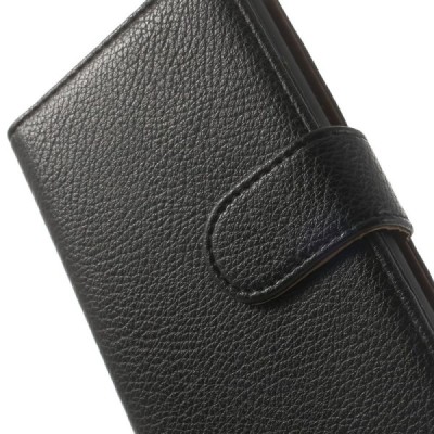 LG G2 mini D620 juodas odinis atverčiamas dėklas - piniginė / Priedai.lt