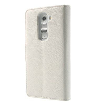 LG G2 mini D620 atvēramais balts ādas Lychee futrālis - maciņš / Vacins.lv