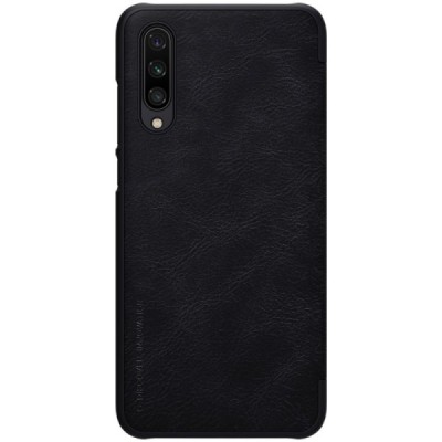 Роскошный чёрный кожаный чехол Nillkin Qin Series для Xiaomi Mi 9 Lite | Vacins.lv