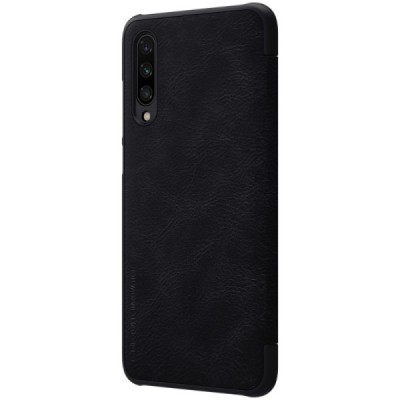 Роскошный чёрный кожаный чехол Nillkin Qin Series для Xiaomi Mi 9 Lite | Vacins.lv