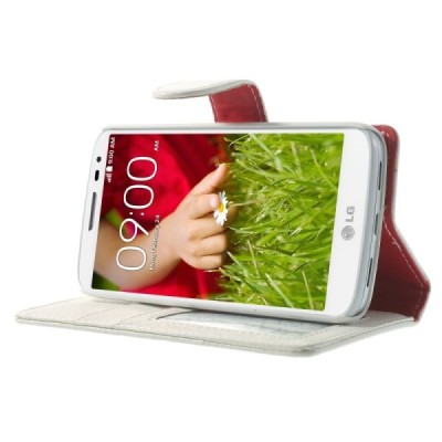 LG G2 mini D620 atvēramais balts ādas Lychee futrālis - maciņš / Vacins.lv