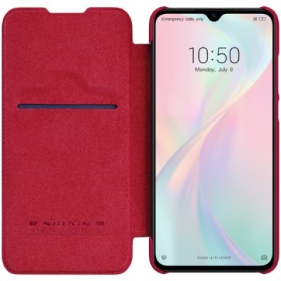 Роскошный красный кожаный чехол Nillkin Qin Series для Xiaomi Mi 9 Lite | Vacins.lv