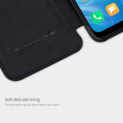 Роскошный чёрный кожаный чехол Nillkin Qin Series для Xiaomi Mi A3 | Vacins.lv