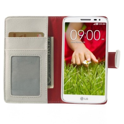 LG G2 mini D620 atvēramais balts ādas Lychee futrālis - maciņš / Vacins.lv