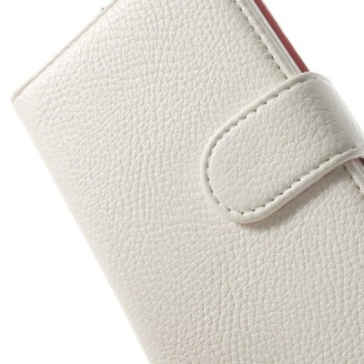 LG G2 mini D620 atvēramais balts ādas Lychee futrālis - maciņš / Vacins.lv
