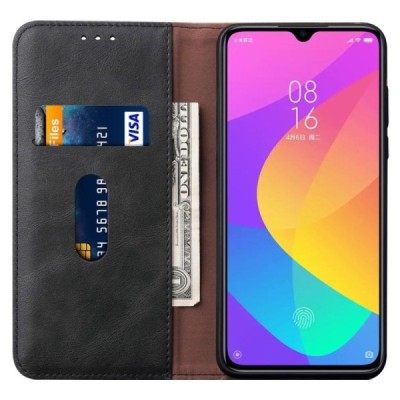 „Deluxe“ Xiaomi Mi 9 Lite чёрный кожаный чехол-книжка | Vacins.lv