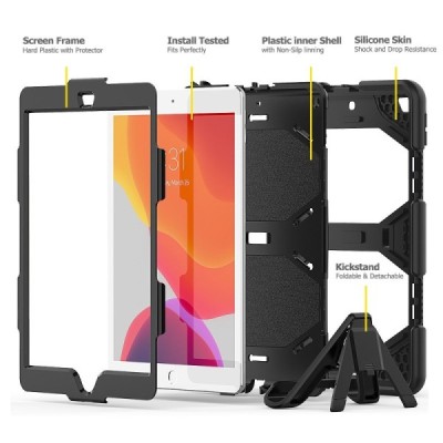 Apple iPad 10.2 (2019) усиленный защитный твердый чехол чёрного цвета | Vacins.lv