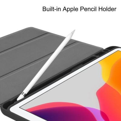 Apple iPad 10.2 (2019) atvēramais melns maciņš - maks ar vietu, kur ielikt stylus | Vacins.lv