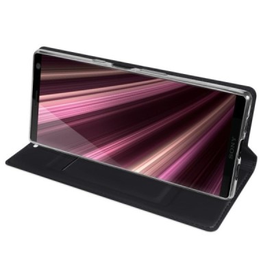 Sony Xperia 10 (XA3) „Dux Ducis“ Skin серии чёрный кожаный чехол-книжка | Vacins.lv