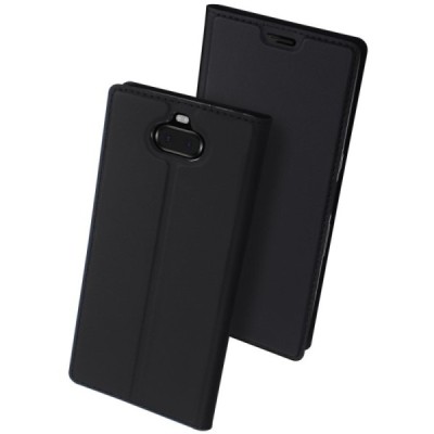 Sony Xperia 10 (XA3) „Dux Ducis“ Skin серии чёрный кожаный чехол-книжка | Vacins.lv