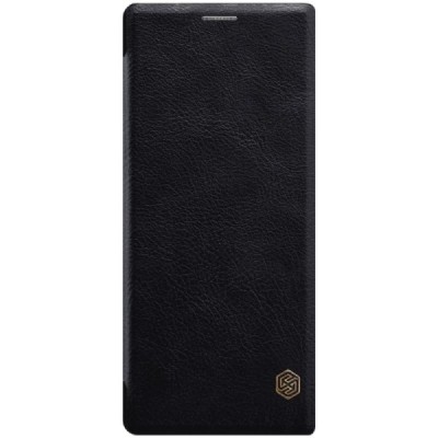 Роскошный чёрный кожаный чехол Nillkin Qin Series для Sony Xperia 10 (XA3) | Vacins.lv